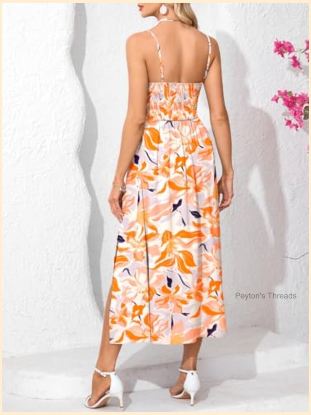 Sleeveless V Neck Tie Front Cut Out Floral Maxi Sundress - Picture 5 of 6